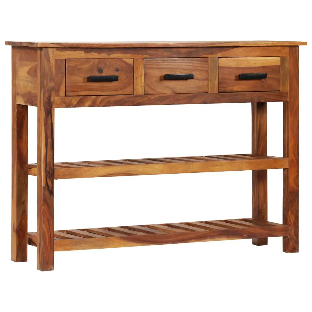 Sideboard 3 Drawers 43.3x11.8x31.5 Inches Solid Acacia Wood Storage Cabinet