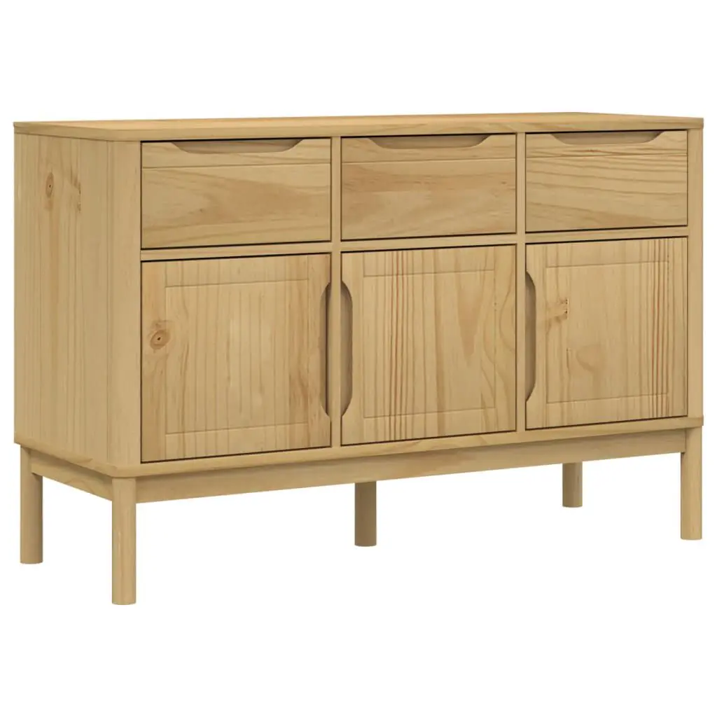 Sideboard FLORO Wax Brown 44.9x16.9x29.1 Inches Solid Wood Pine Storage Cabinet