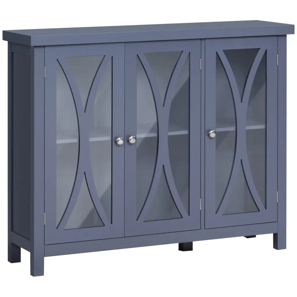 Homcom Sideboard Buffet Cabinet 3 Tempered Crystal Doors And Arc Pattern aosom business