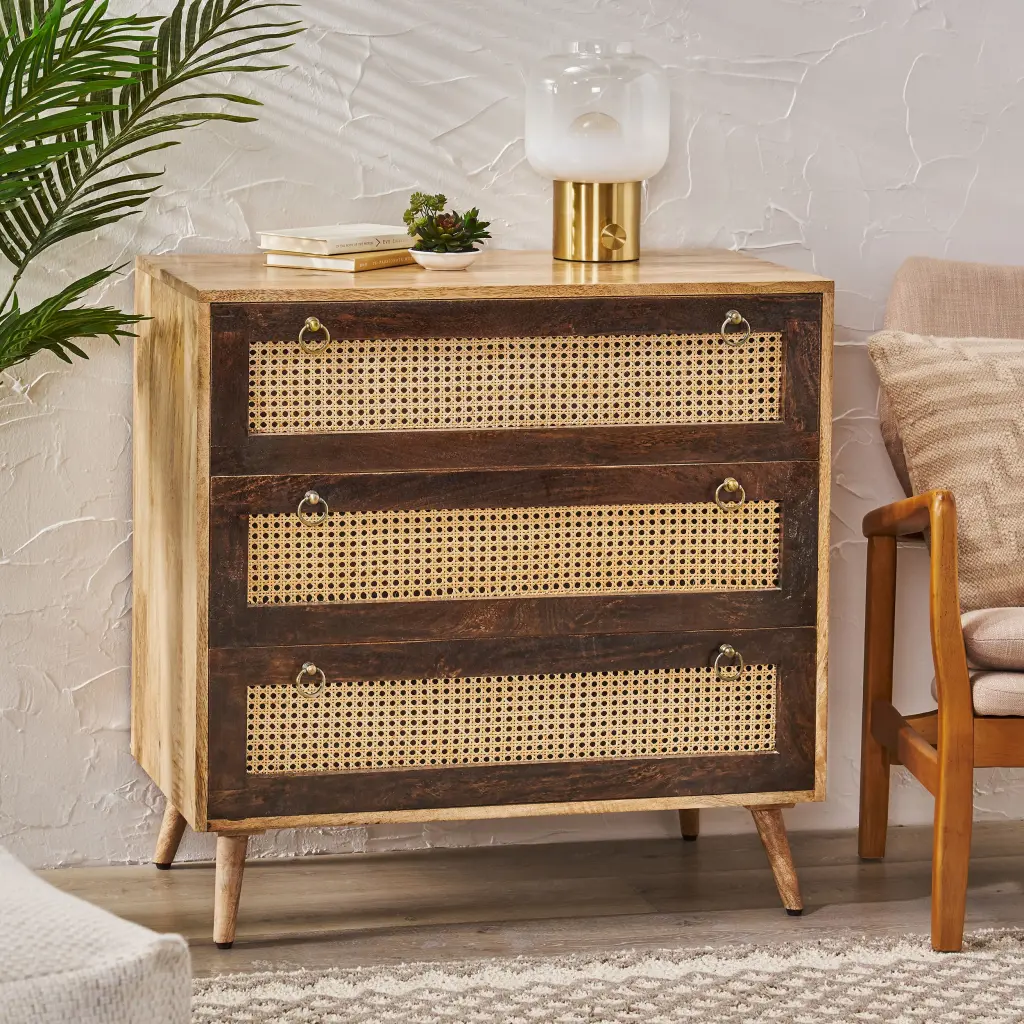 3 Drawer Side Board Natural Timber Storage Cabinet nh-vivalux