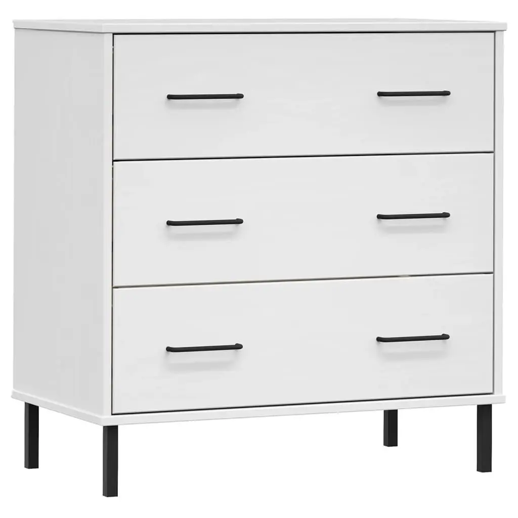 Sideboard 3 Drawers White 30.3x15.7x31.3 Inches Solid Wood OSLO Storage Cabinet