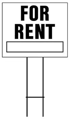 Hy-Ko LFR-4 Rent Sign 19" x 24" White & Black