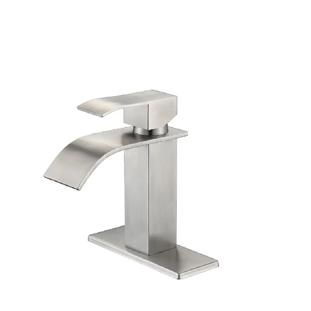 Waterfall Spout Bathroom Faucet Single Handle Vanity Sink Faucet Ceramic Disc rnb