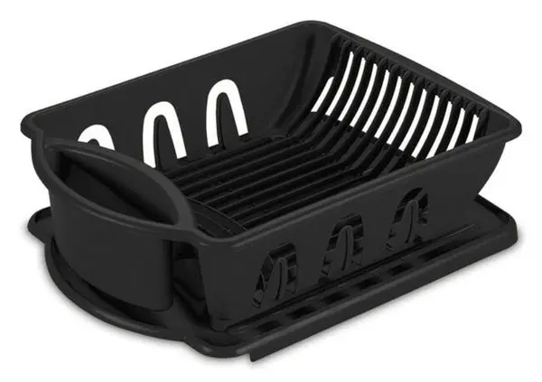 Sterilite 06219006 Ultra Sink Set Dish Drainer & Drainboard Black 2-Piece