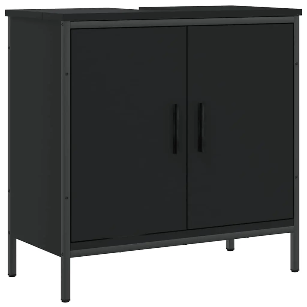 Bathroom Sink Cabinet Black 23.6x11.8x23.6 Inches Engineered Wood Vanity