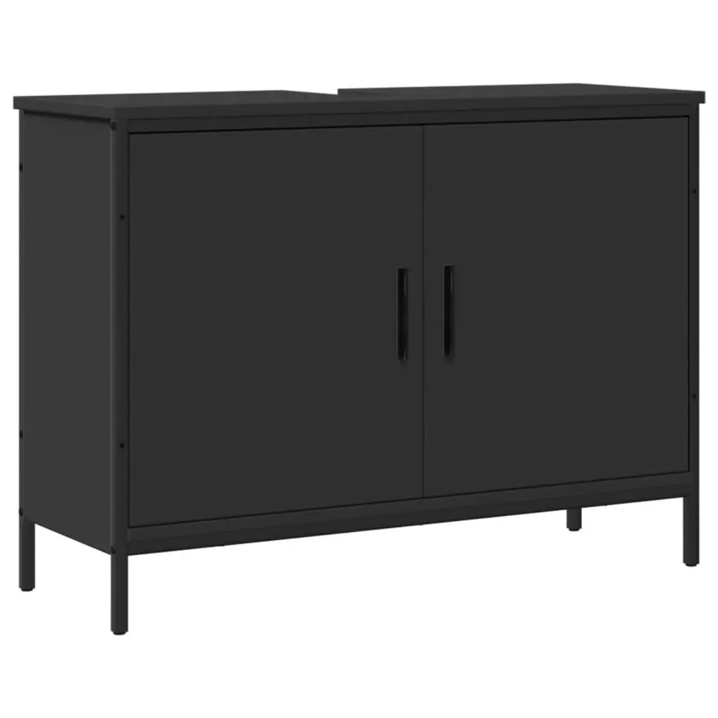 Bathroom Sink Cabinet Black 31.5x11.8x23.6 Inches Engineered Wood Vanity
