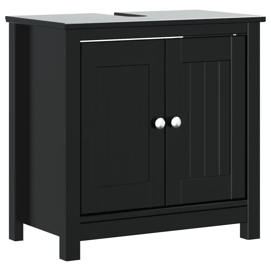 BERG Black Bathroom Sink Cabinet 23.6x13.4x23.2 Inches Solid Wood Pine Vanity