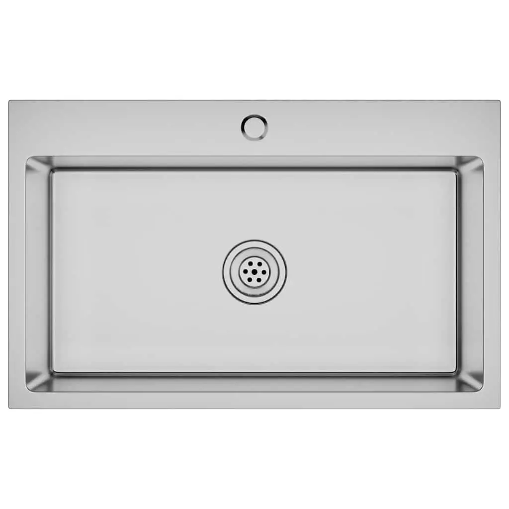 Handmade Kitchen Sink Stainless Steel Single Bowl Sink Drainboard