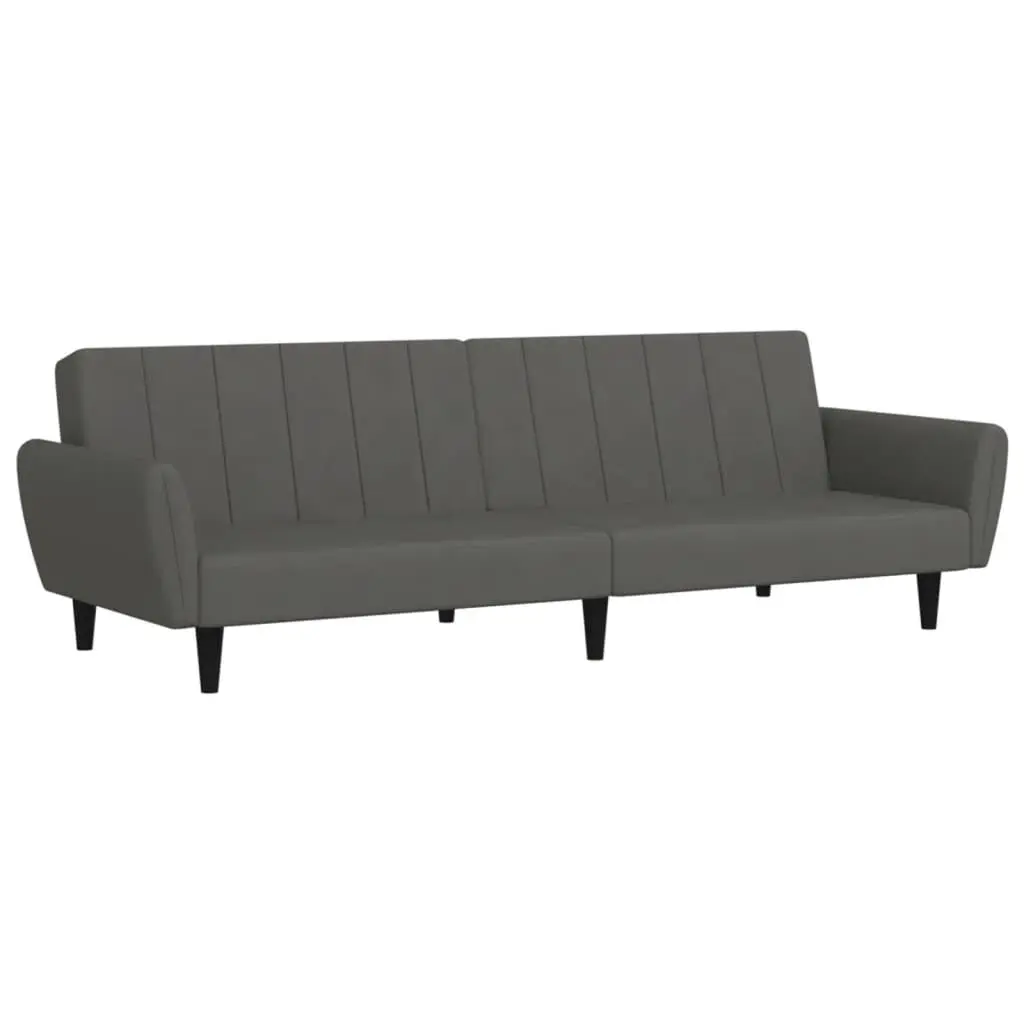 2-Seater Sofa Bed Dark Gray Velvet Convertible Sleeper Sofa
