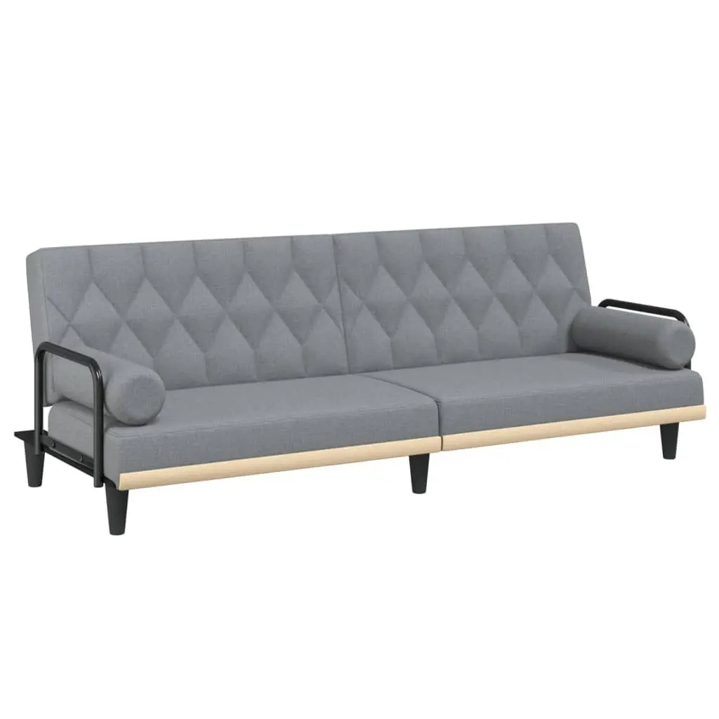 Sofa Bed Armrests Light Gray Fabric Convertible Sleeper Sofa