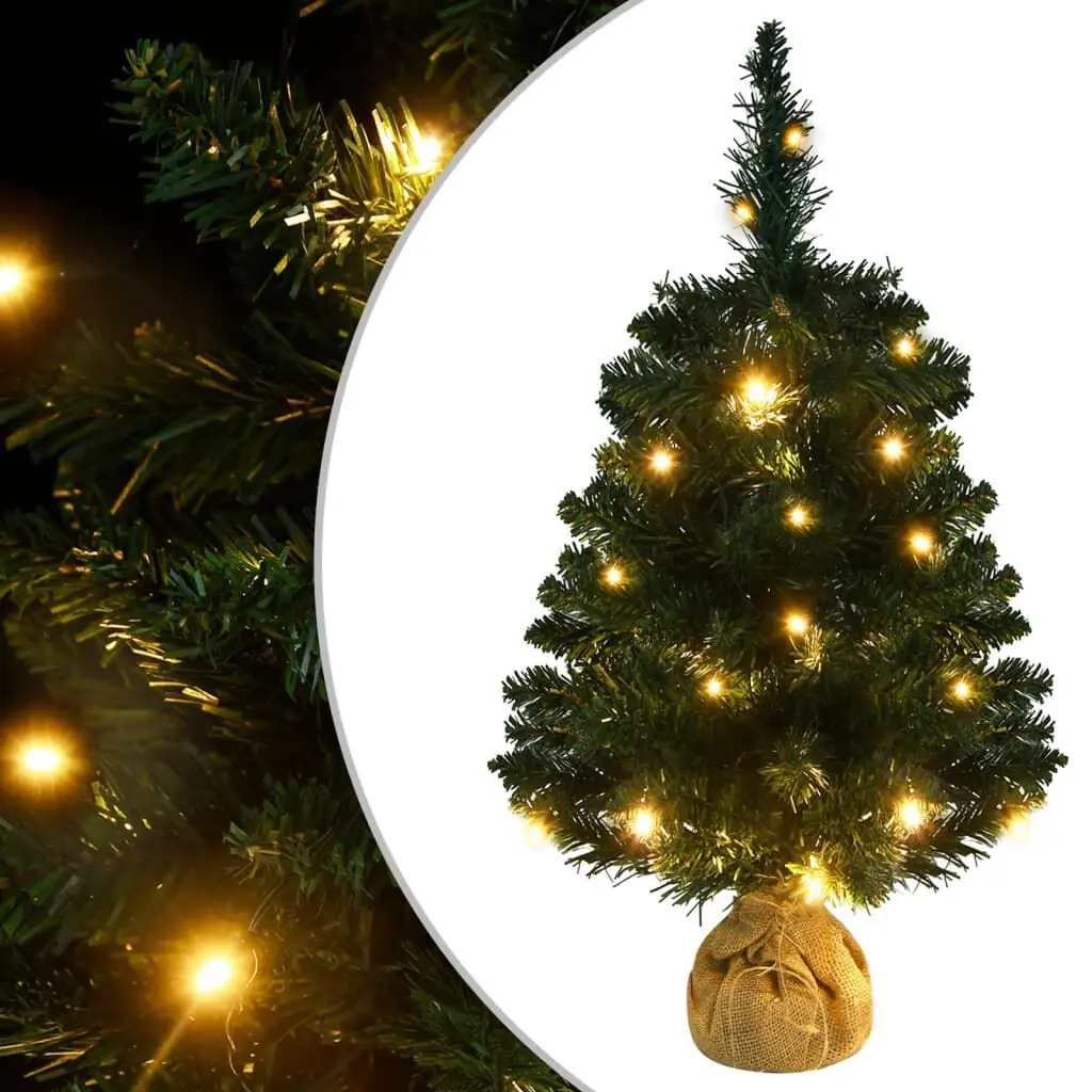 Artificial Pre-lit Christmas Tree Stands Green 2 ft PVC Mini Holiday Decor