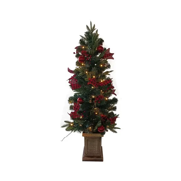 Santa Forest 23740 Buffalo Plaid Christmas Tree 4 Feet Festive Holiday Decor Santa's Forest