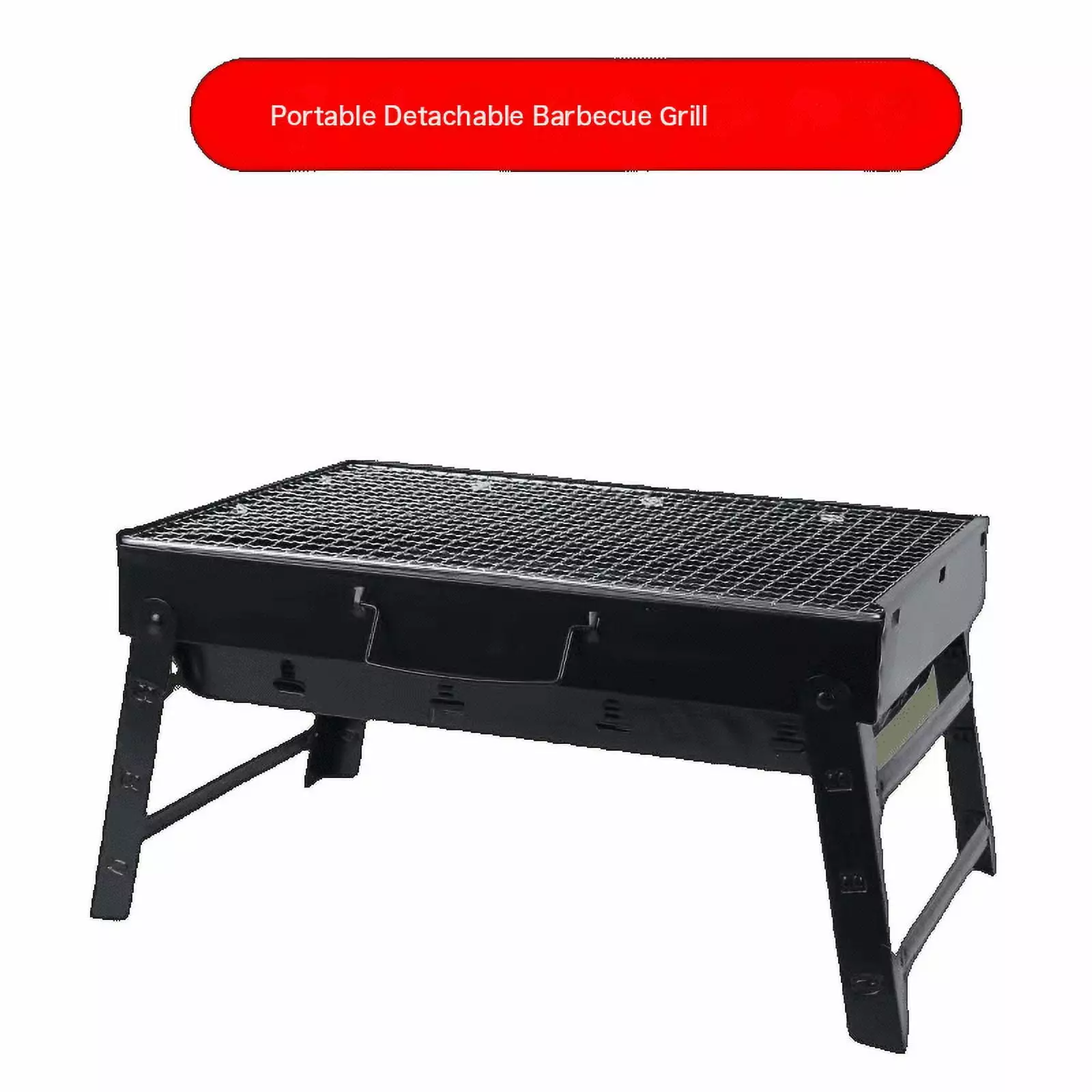 Travel-Friendly Barbecue Stove Home Smoke-Free Folding Charcoal Barbecue Grill Outdoor Black Steel Furnace