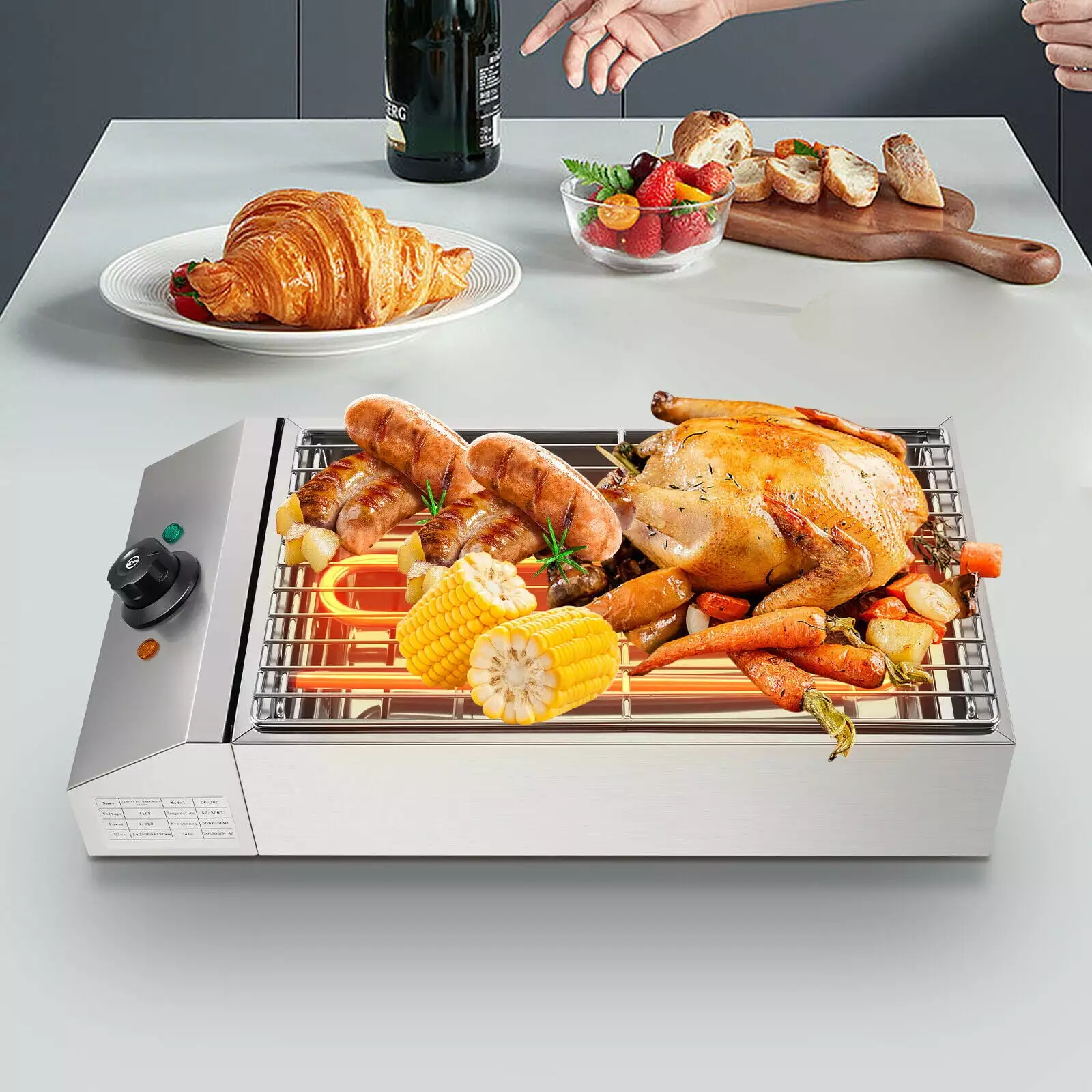 1800W Stainless Steel Electric BBQ Grill Smokeless Outdoor Barbecue 1030425200