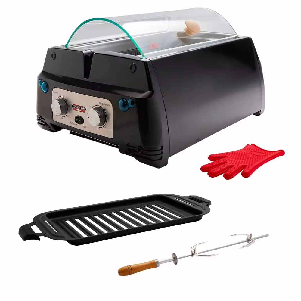 Kitchen Chef Indoor Smokeless Rotisserie Grill SRG Multi Practical Stainless Steel Auto Shut Off Flameless Infrared Grill