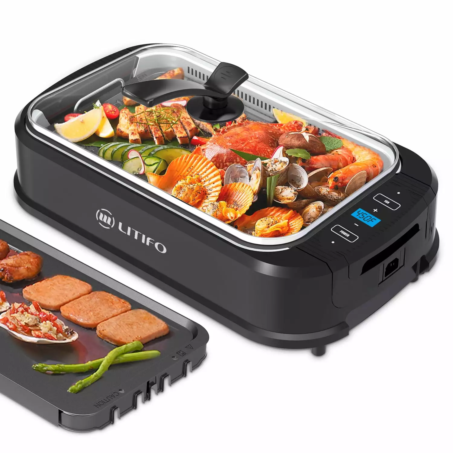 Litifo Smokeless Grill Travel-friendly Electric Grill Non-Stick Coating Removable Plates 1