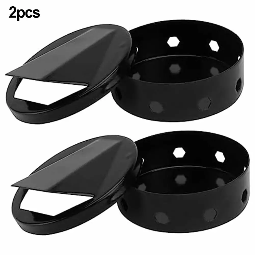 2pcs Round Smoker Box Outdoor Grill Box Gas Grill Spice Box
