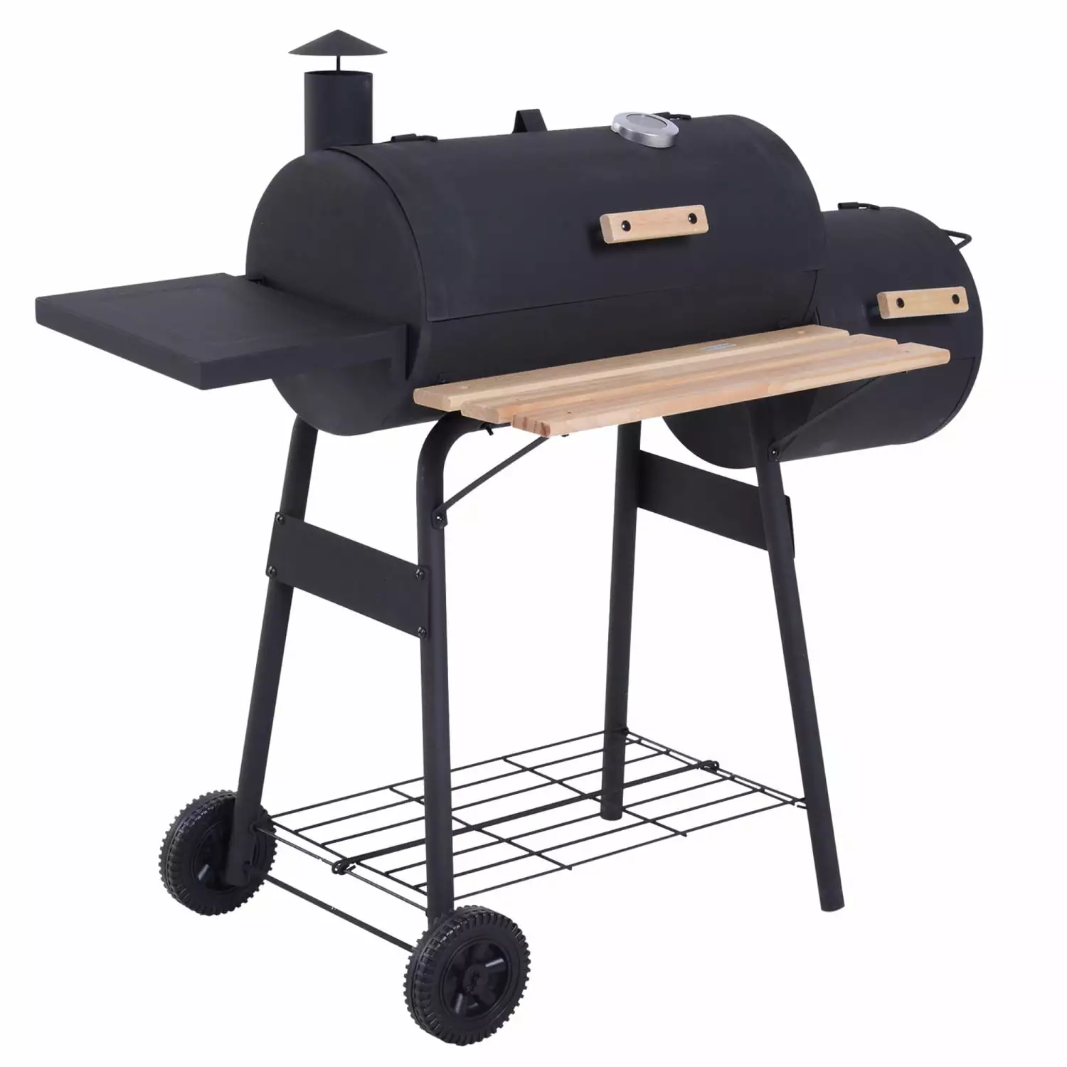 LEIYEHOOM 48 Steel Portable Charcoal BBQ Grill and Offset Smoker Combo Wheels None