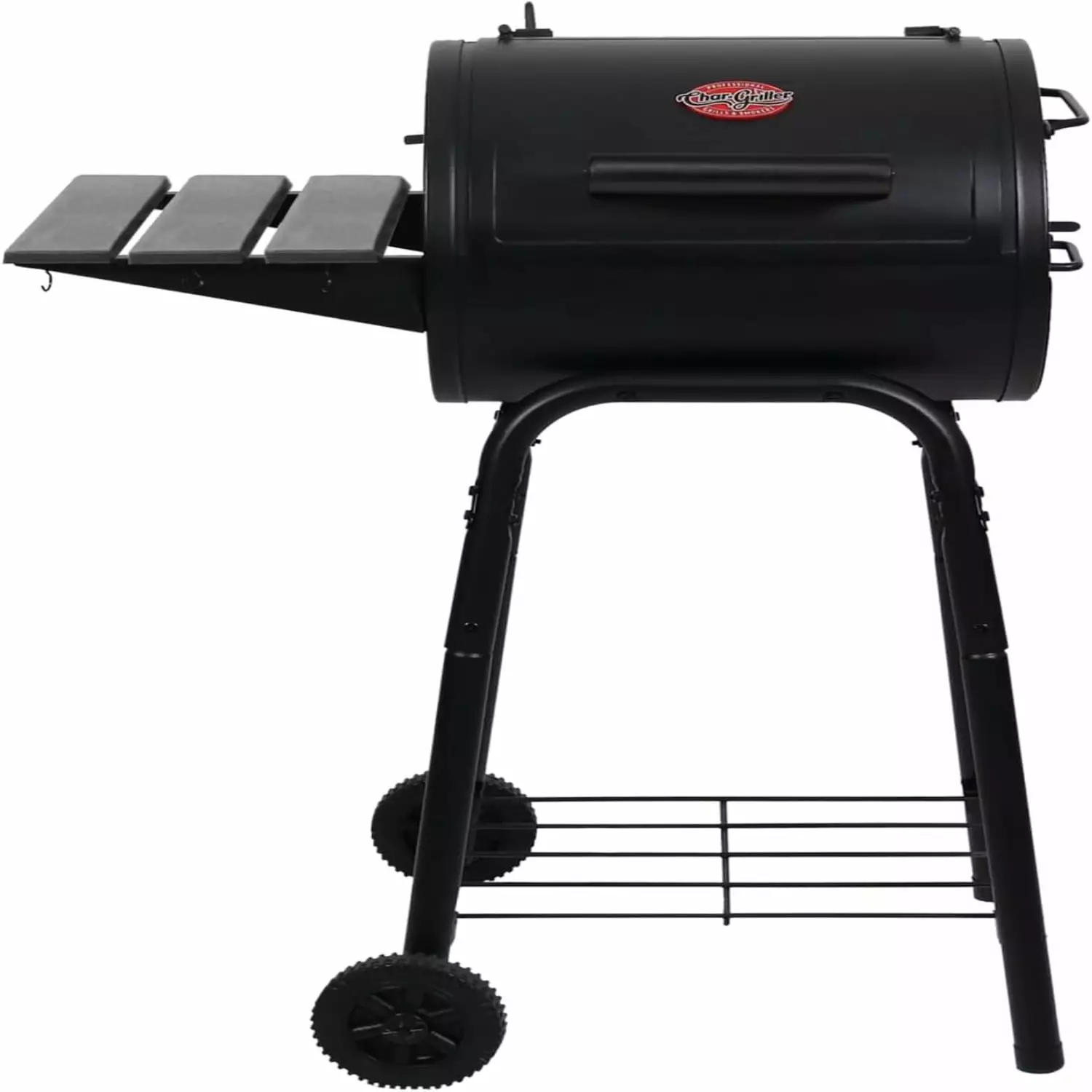 Patio Pro Charcoal Grill and Smoker Cast Iron Grates Wood Shelf 250 Square Inches
