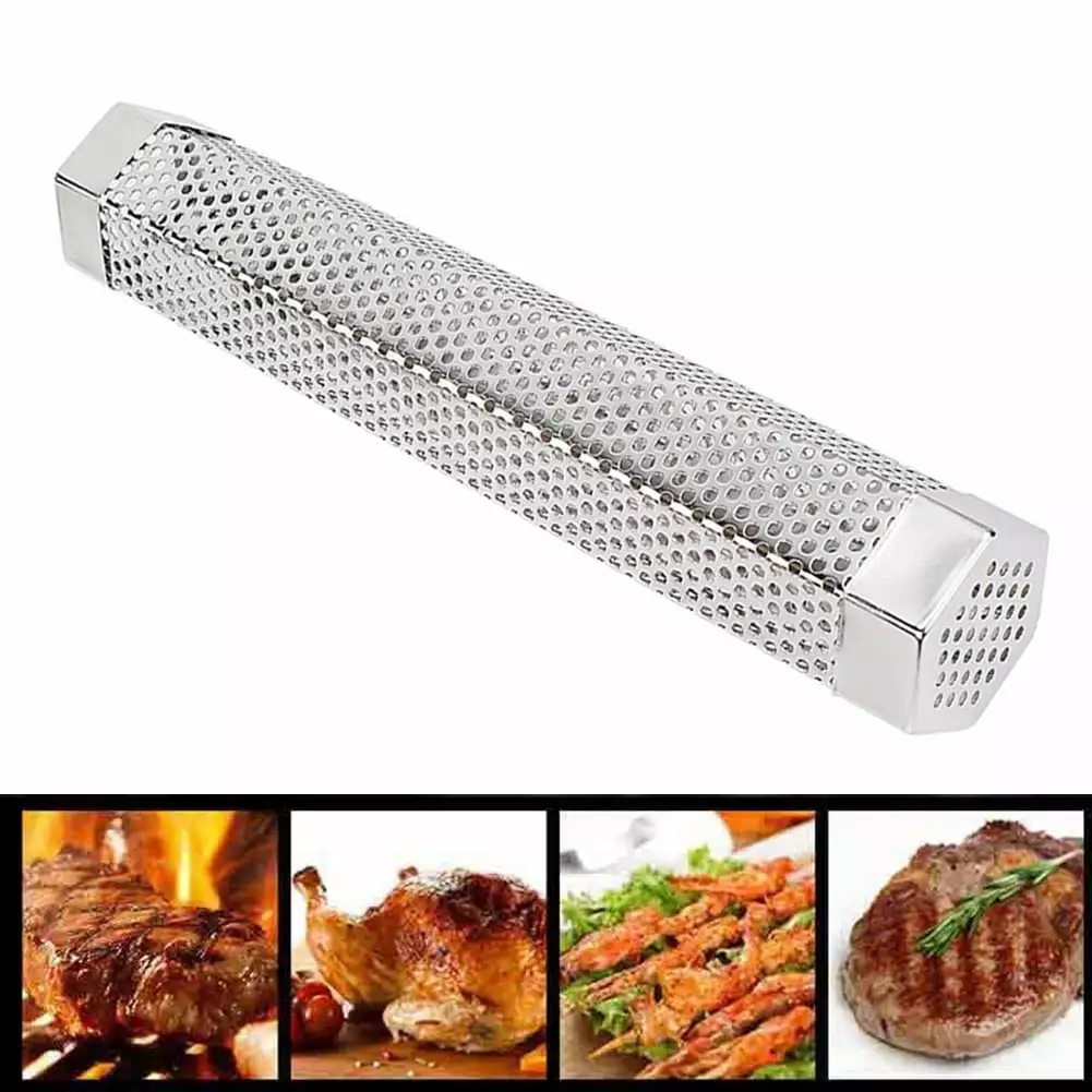 Stainless Steel Tube BBQ Smoker Filter Pipe Wood Pellet Outdoor Grilling