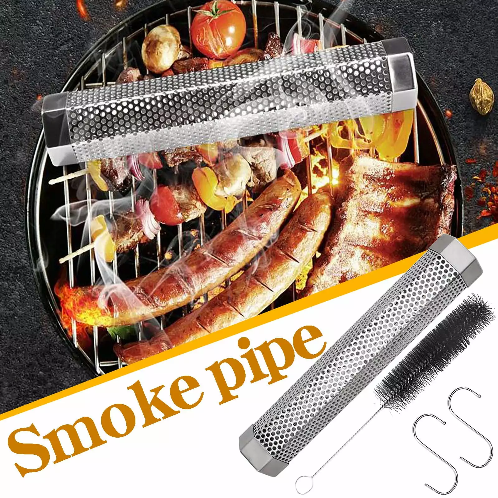Ersazi 12 Inch Hexagon BBQ Wood Pellet Tube Smoker Travel-friendly Smoke Generator