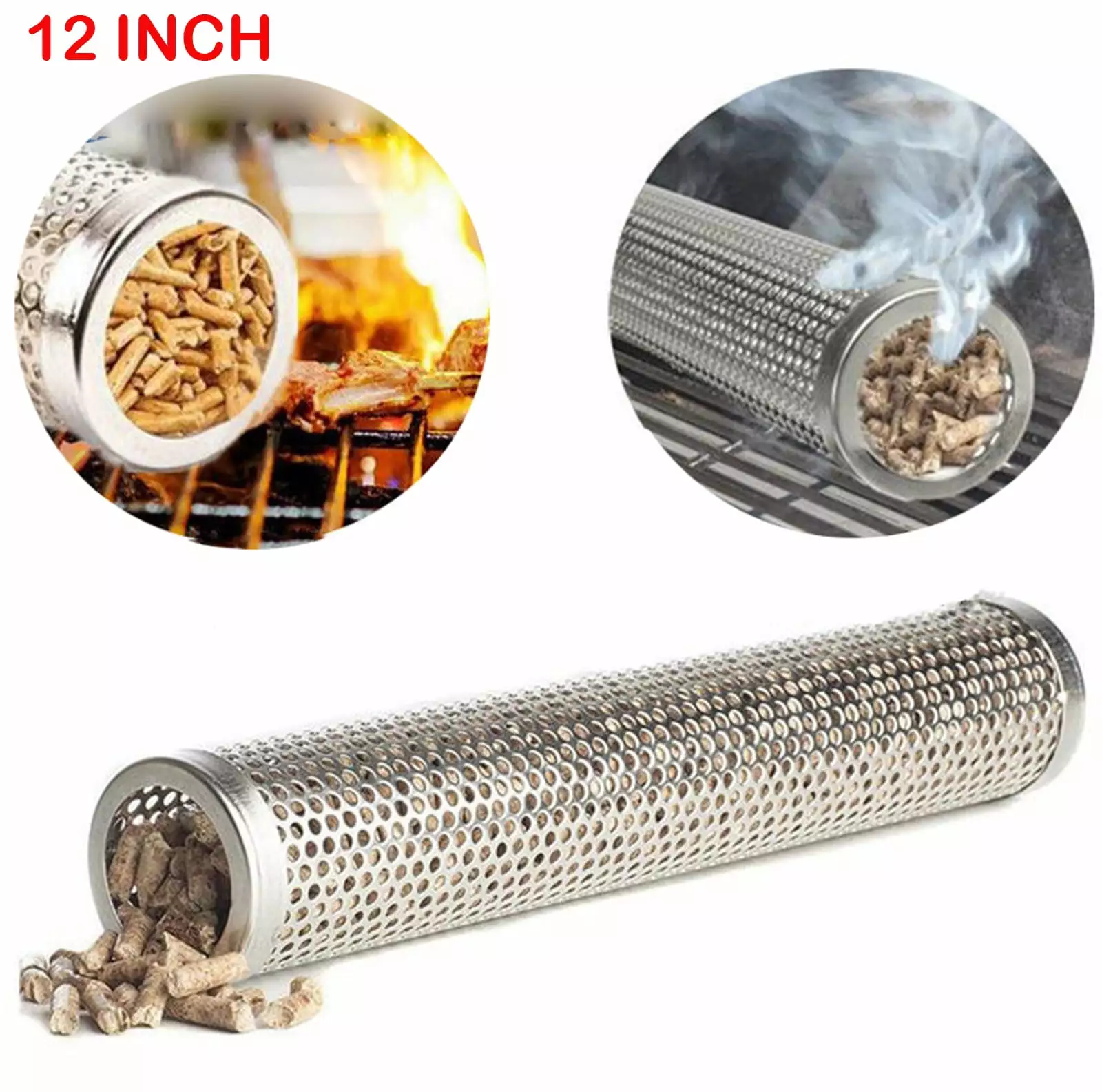 Kingtowag Grill Smoker Tube Stainless Steel Vegetables Cheese Nuts Dense Smoke BBQ Smoker Tube Deals Clearance One