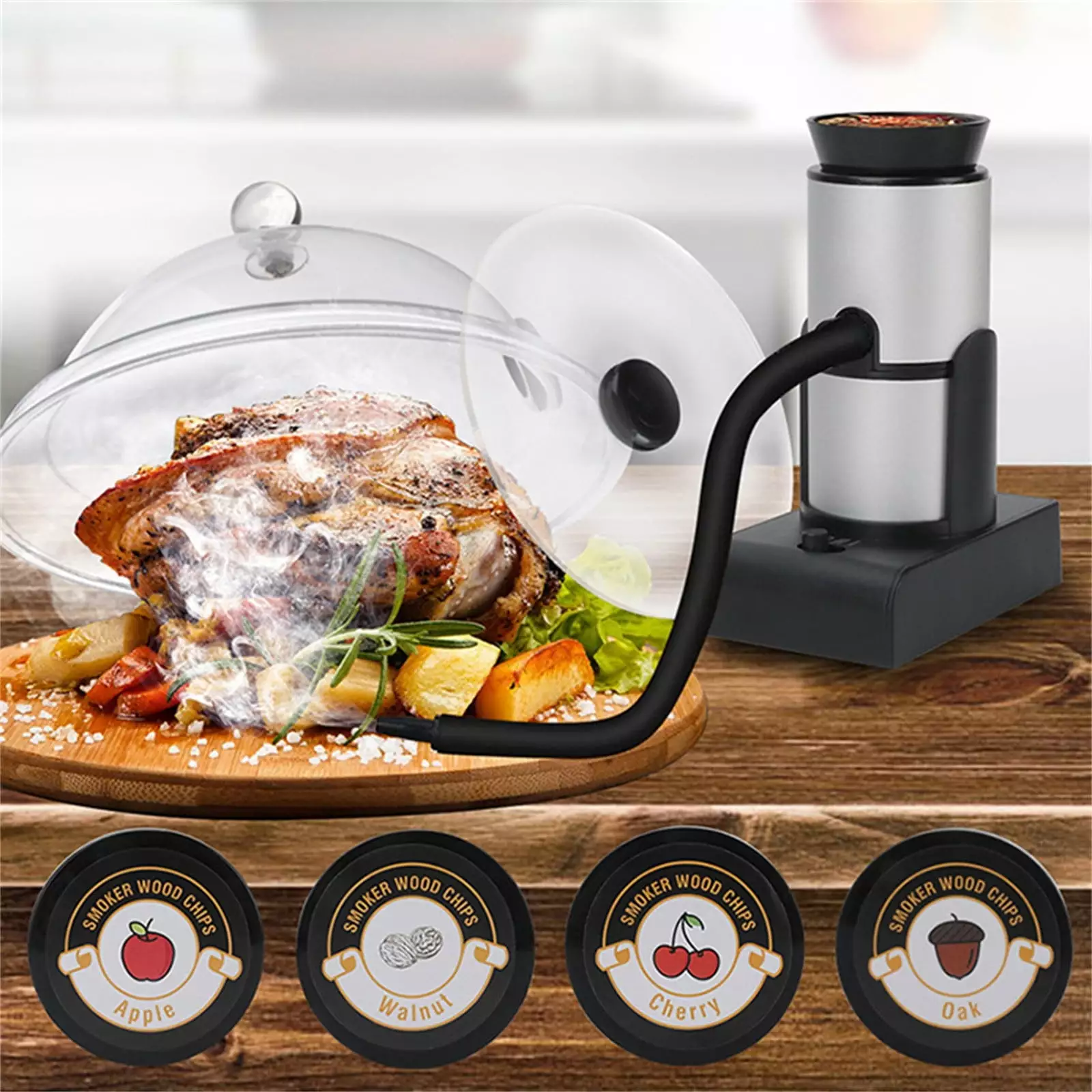 Hachum Smoker Kit Torch and 4 Wood Chip Flavors Travel-friendly Indoor Smoking