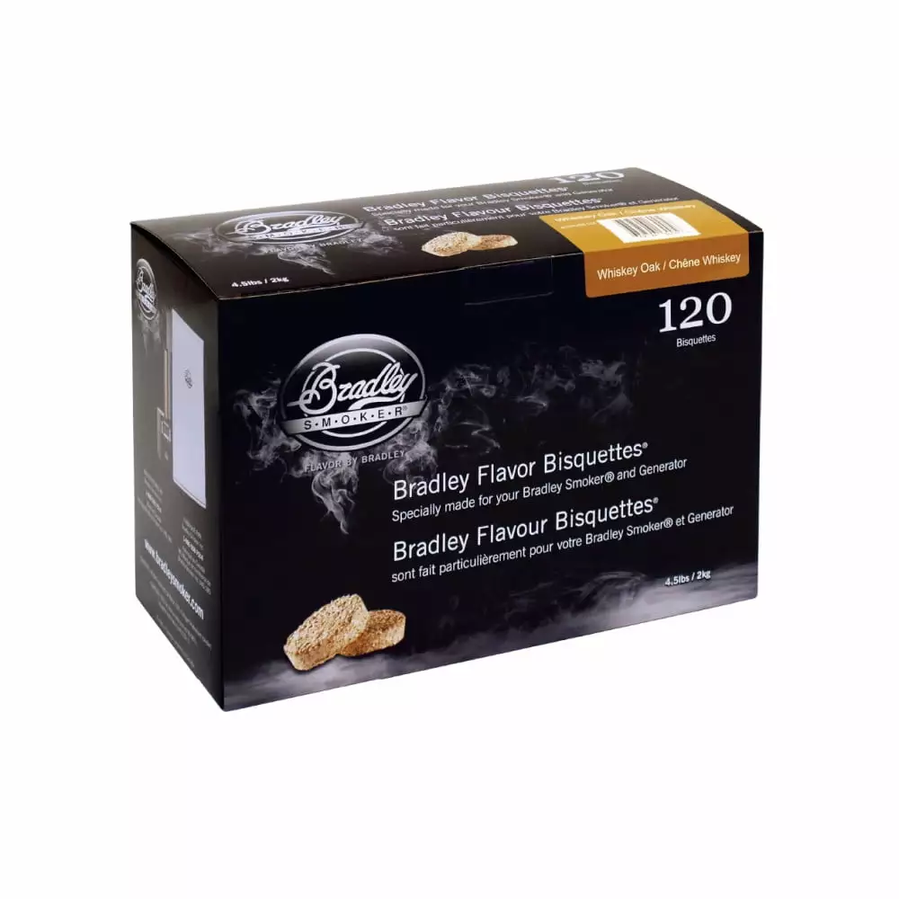 Bradley Smoker Whiskey Oak Wood Smoking Bisquettes 120 Pack Smokers and Grills Standard