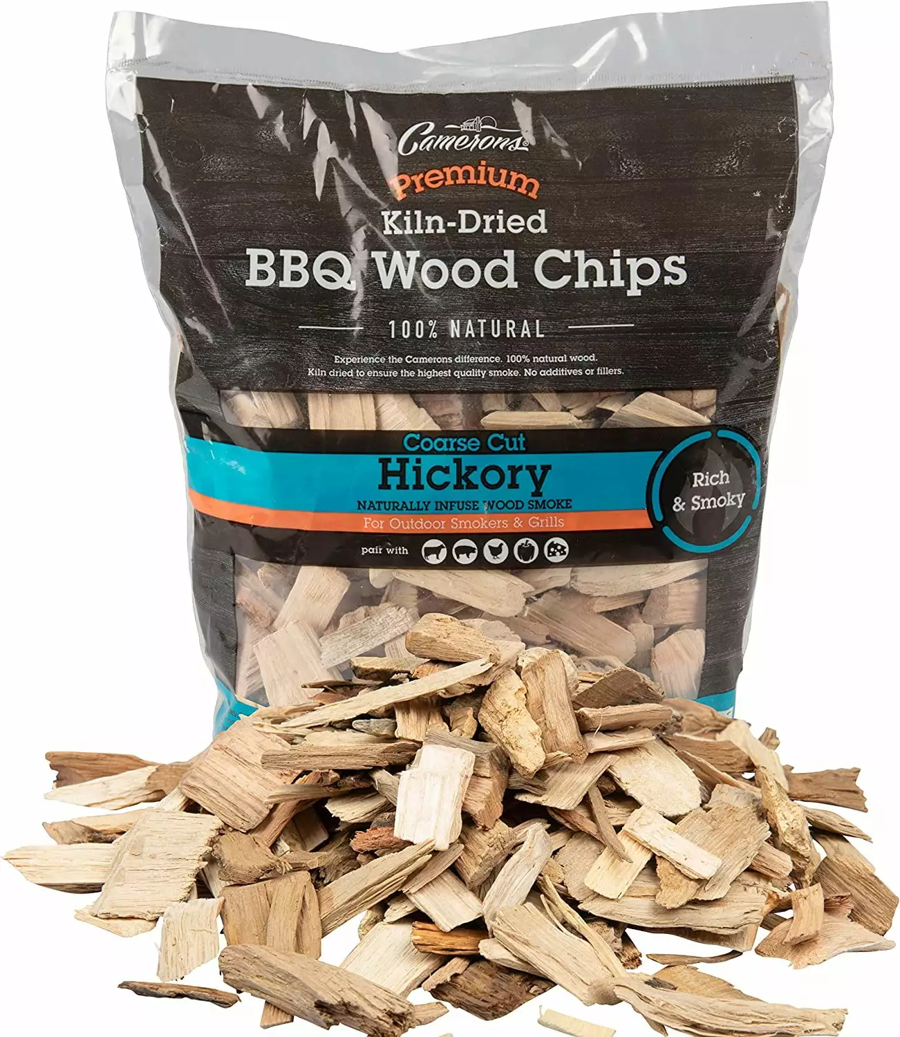 Camerons 2lb Outdoor BBQ Wood Chips Bag Hickory Smoking Meat