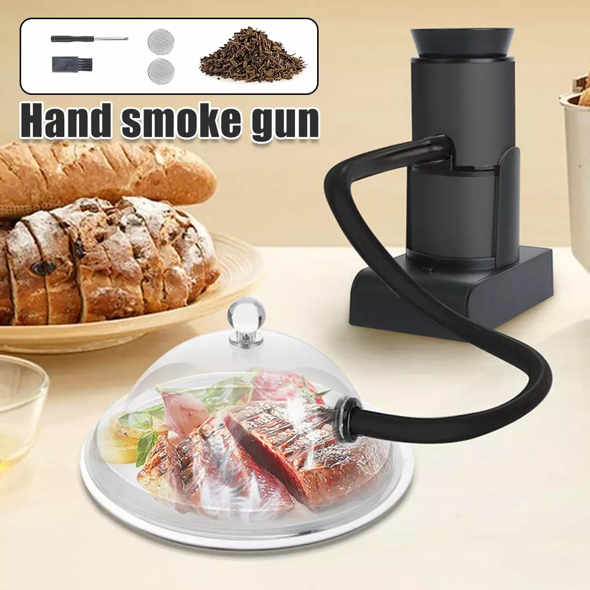 JTWEEN Travel-friendly Food Smoker Kit Wood Chips Battery Powered Cocktail Smoker Smoking Machine Cooking Tool Kitchen Acc...