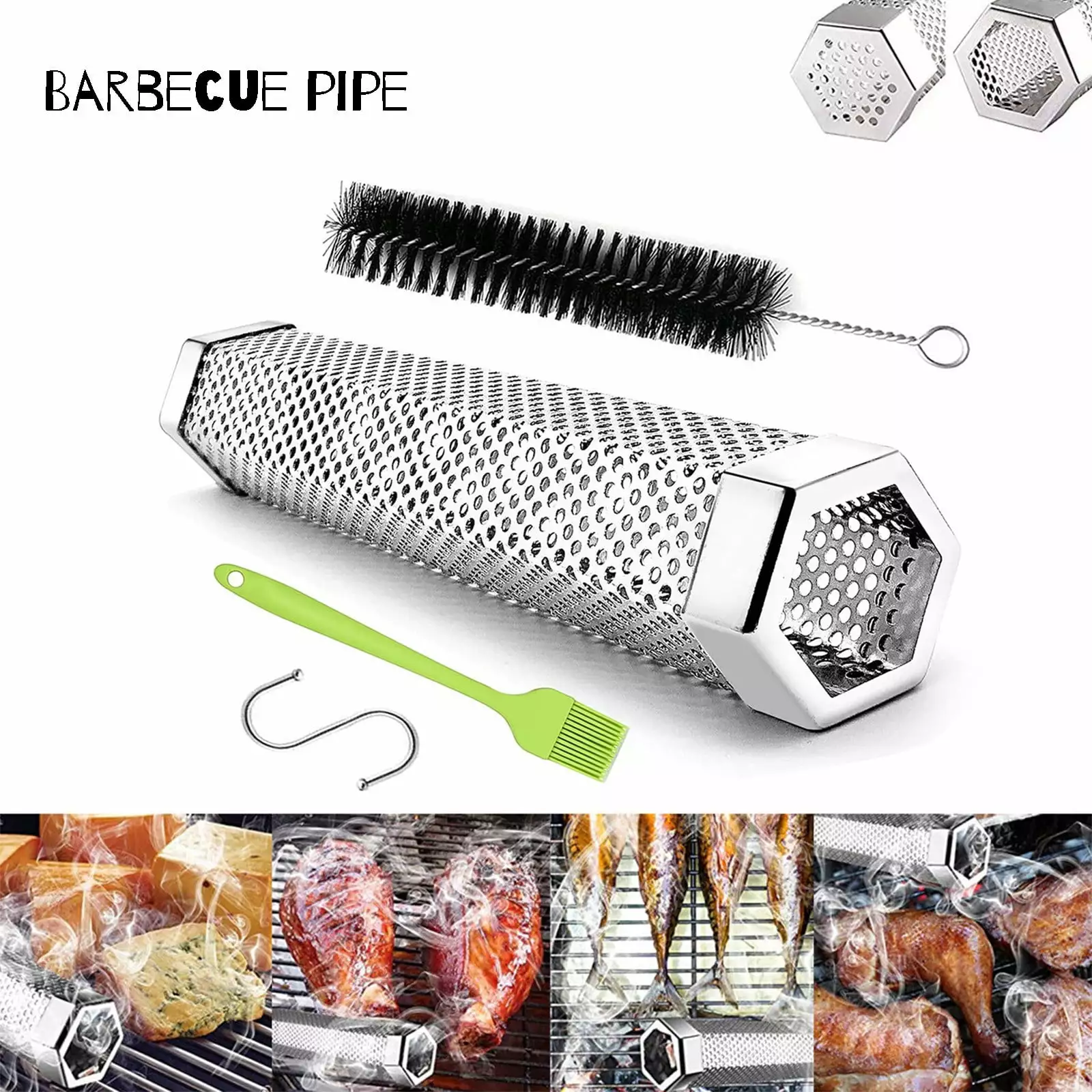 304 Stainless Steel Hexagonal Charcoal Smoker Tube Barbecue - Unisex Gift
