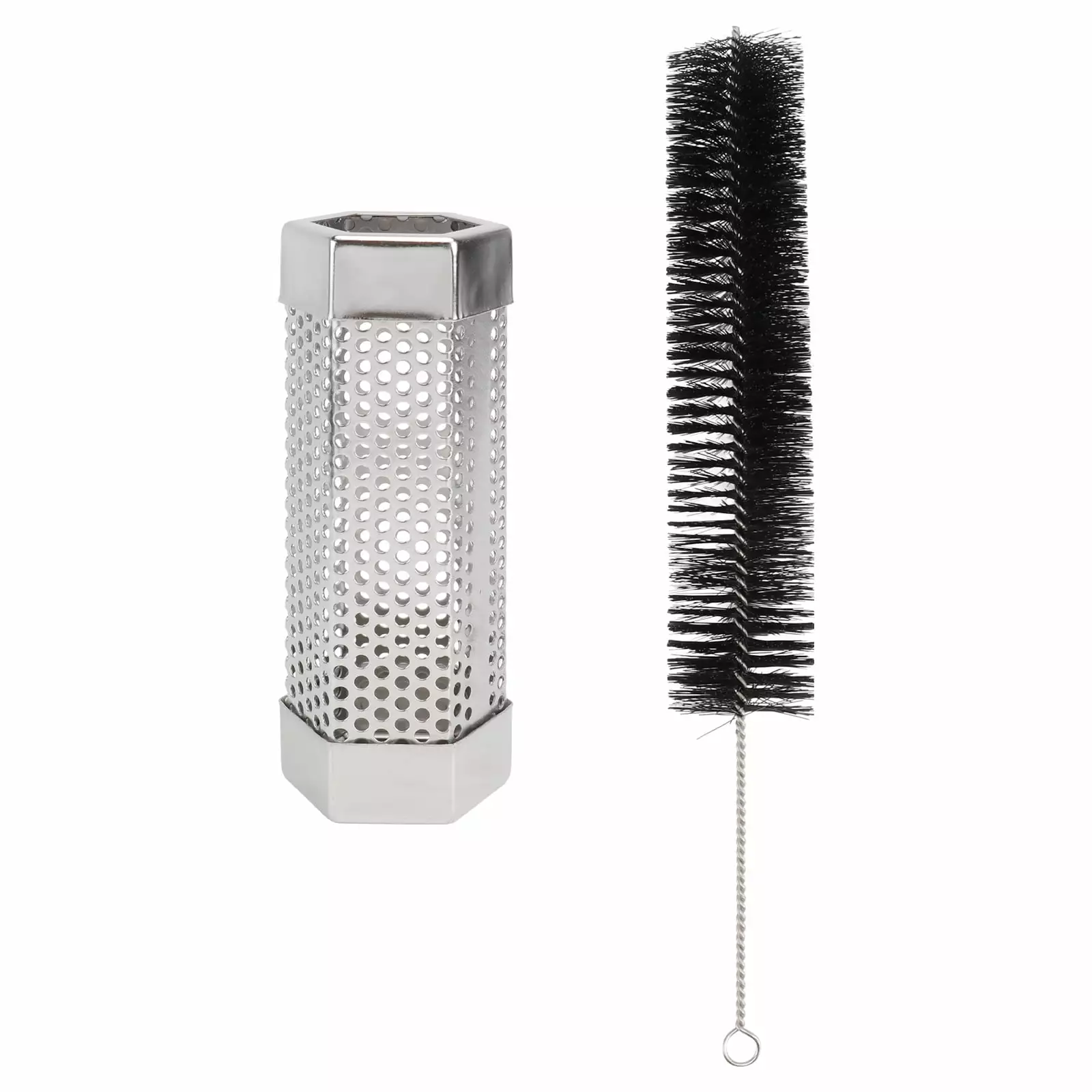 Homemaxs 1 Set Stainless Steel BBQ Smoker Tube BBQ Smoke Mesh Tube Brush 5