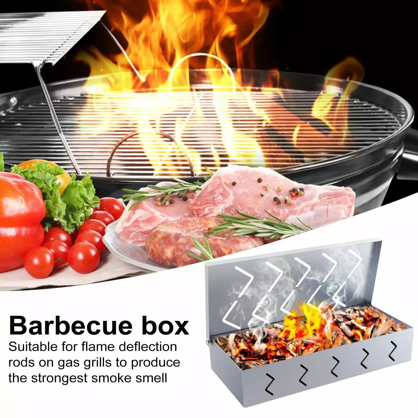 Zyhtgyee Metal BBQ Smoky Box Vent Hinged Lid Heat Resistant Smokey Flavor Generator