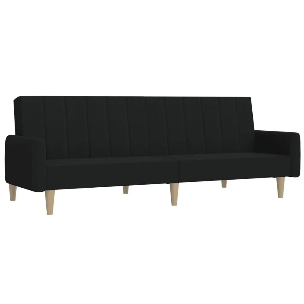 2-Seater Sofa Bed Black Fabric Convertible Sleeper Sofa