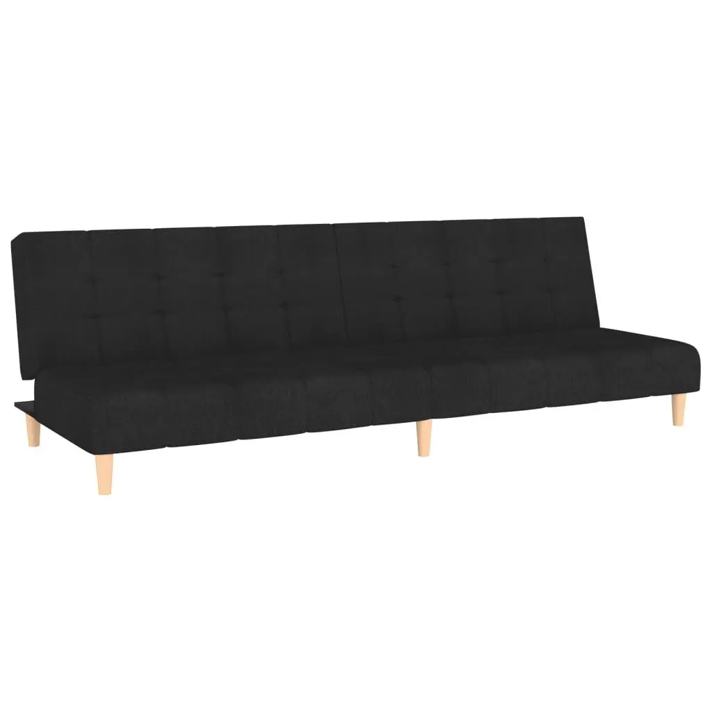 2-Seater Sofa Bed Black Fabric Convertible Furniture