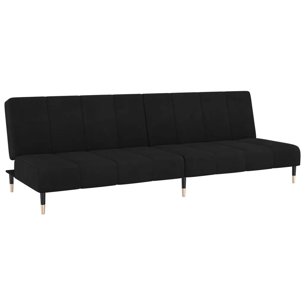 2-Seater Sofa Bed Black Velvet Convertible Couch Living Room