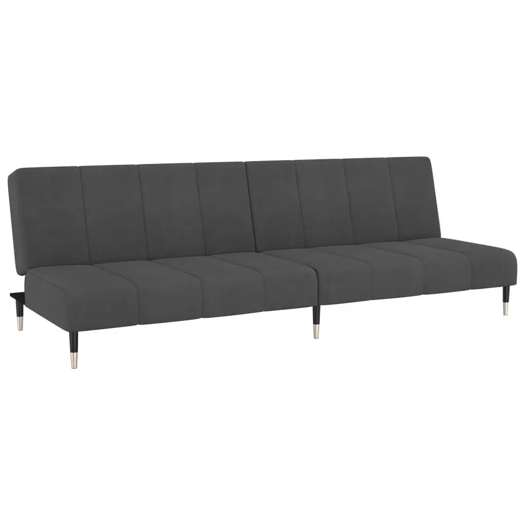 2-Seater Sofa Bed Dark Gray Velvet Convertible Living Room Furniture