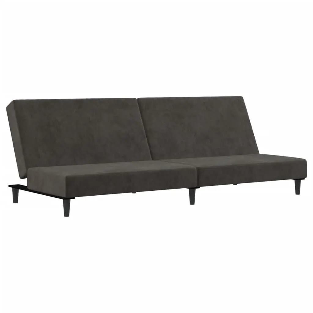 2-Seater Sofa Bed Dark Gray Velvet Convertible Couch Living Room