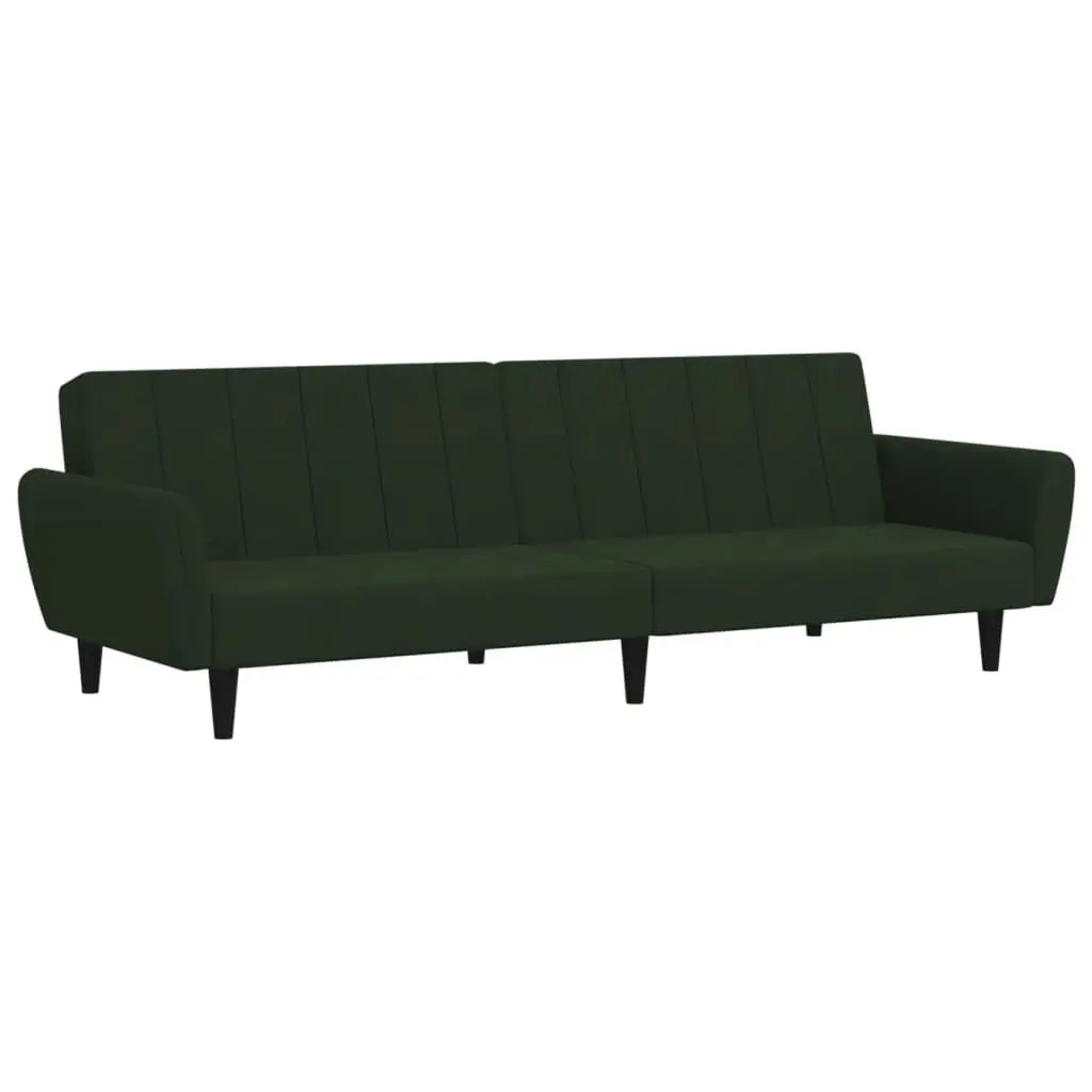 2-Seater Sofa Bed Dark Green Velvet Convertible Furniture