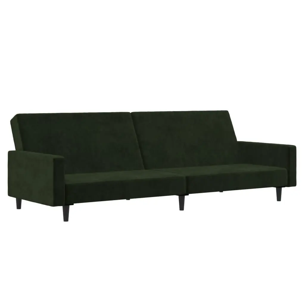2-Seater Sofa Bed Dark Green Velvet Convertible Living Room Furniture