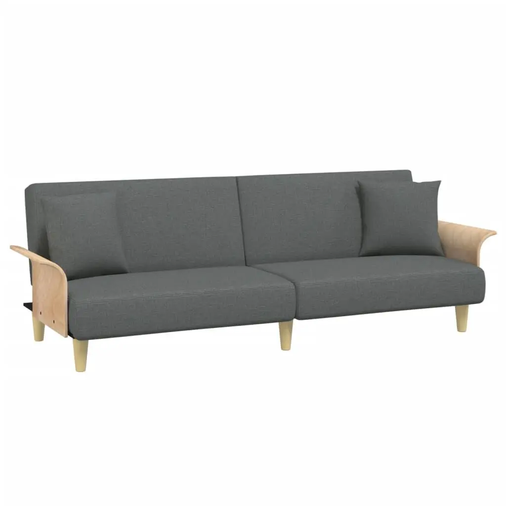 Sofa Bed Armrests Dark Gray Fabric Convertible Couch Small Spaces