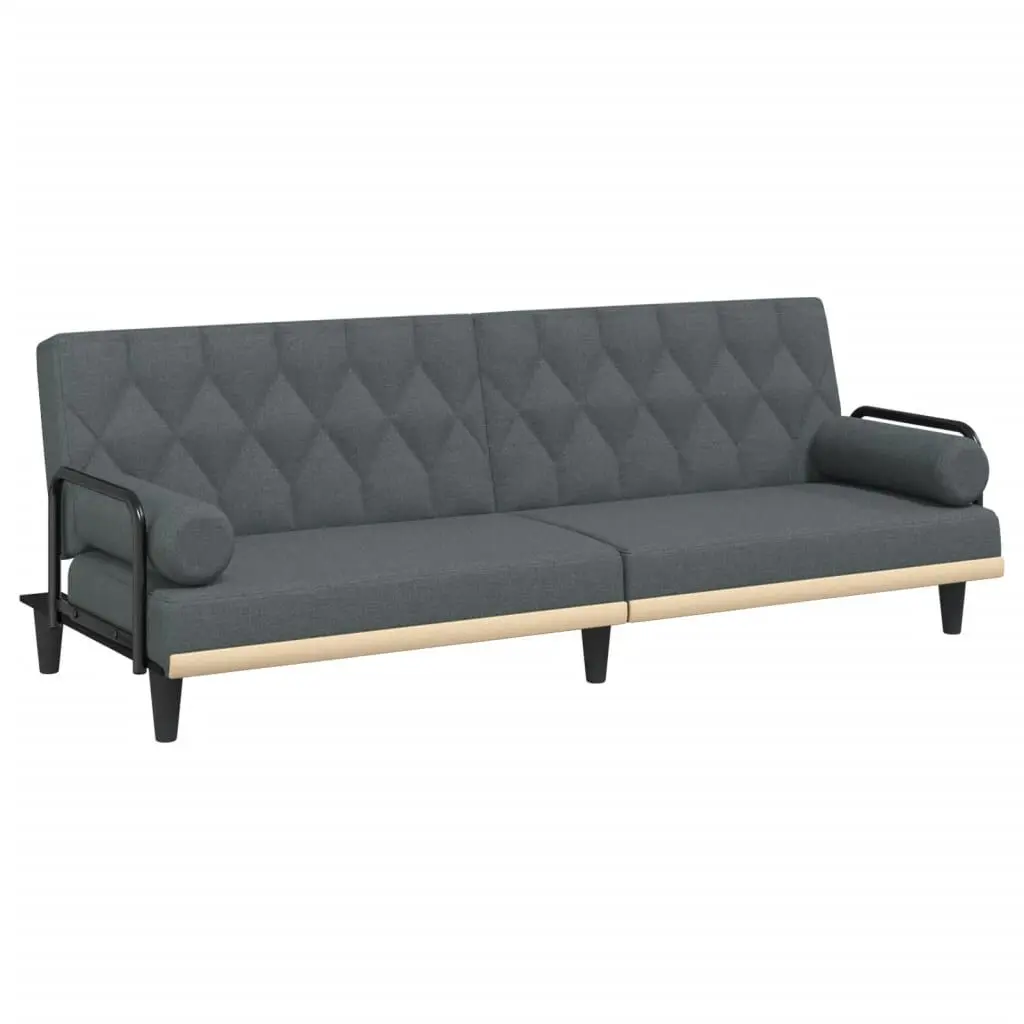 Sofa Bed Armrests Dark Gray Fabric Convertible Living Room Furniture