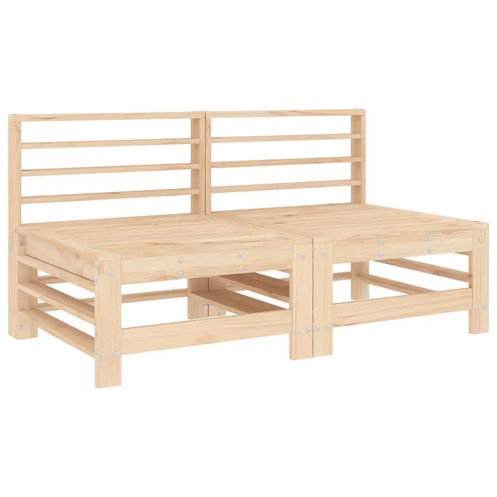 Patio Middle Sofas 2 pcs Solid Wood Pine Outdoor Furniture Set