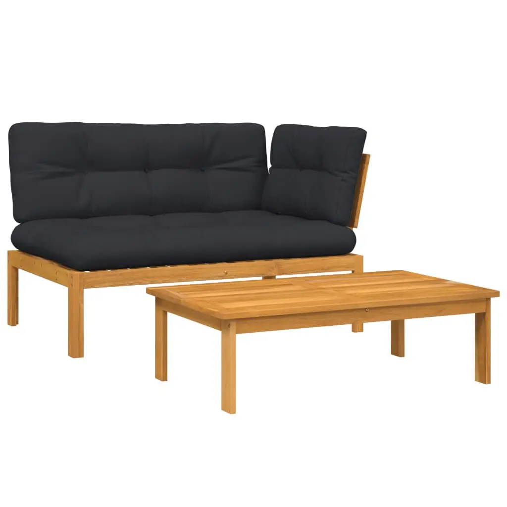2 Piece Patio Pallet Sofa Set Cushions Solid Wood Acacia