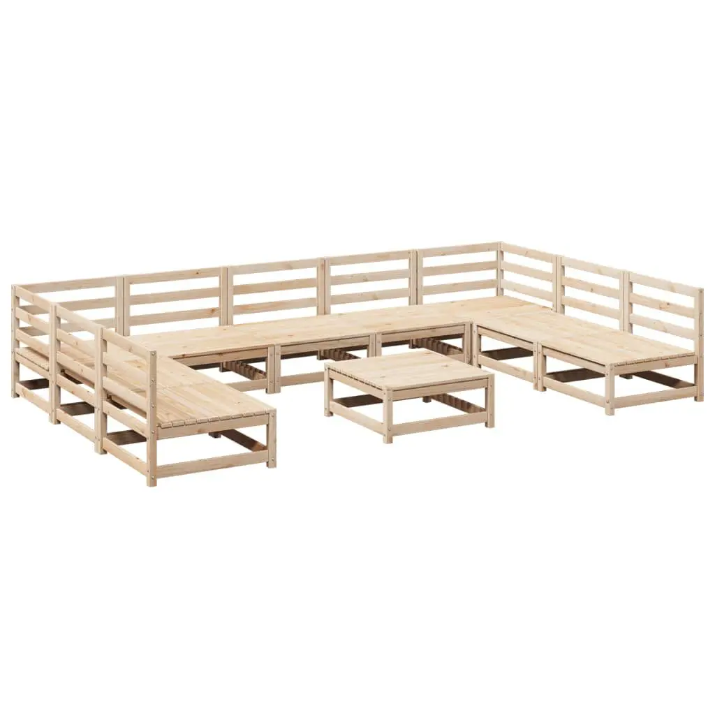10 Piece Patio Sofa Set Solid Wood Pine Outdoor Furniture
