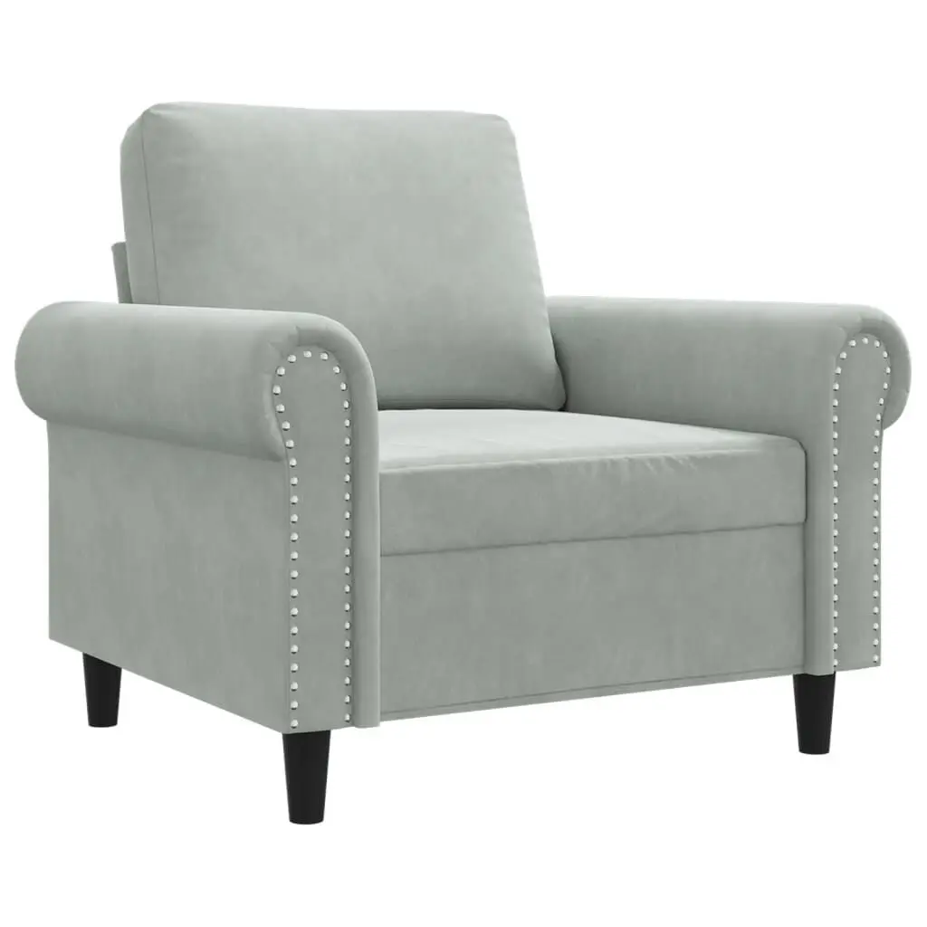 2-Seater Sofa Light Gray 55.1 Inches Velvet Loveseat