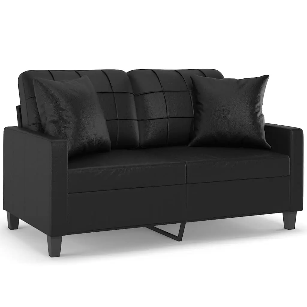 3-Seater Sofa Throw Pillows Black 70.9 Inches Faux Leather Couch