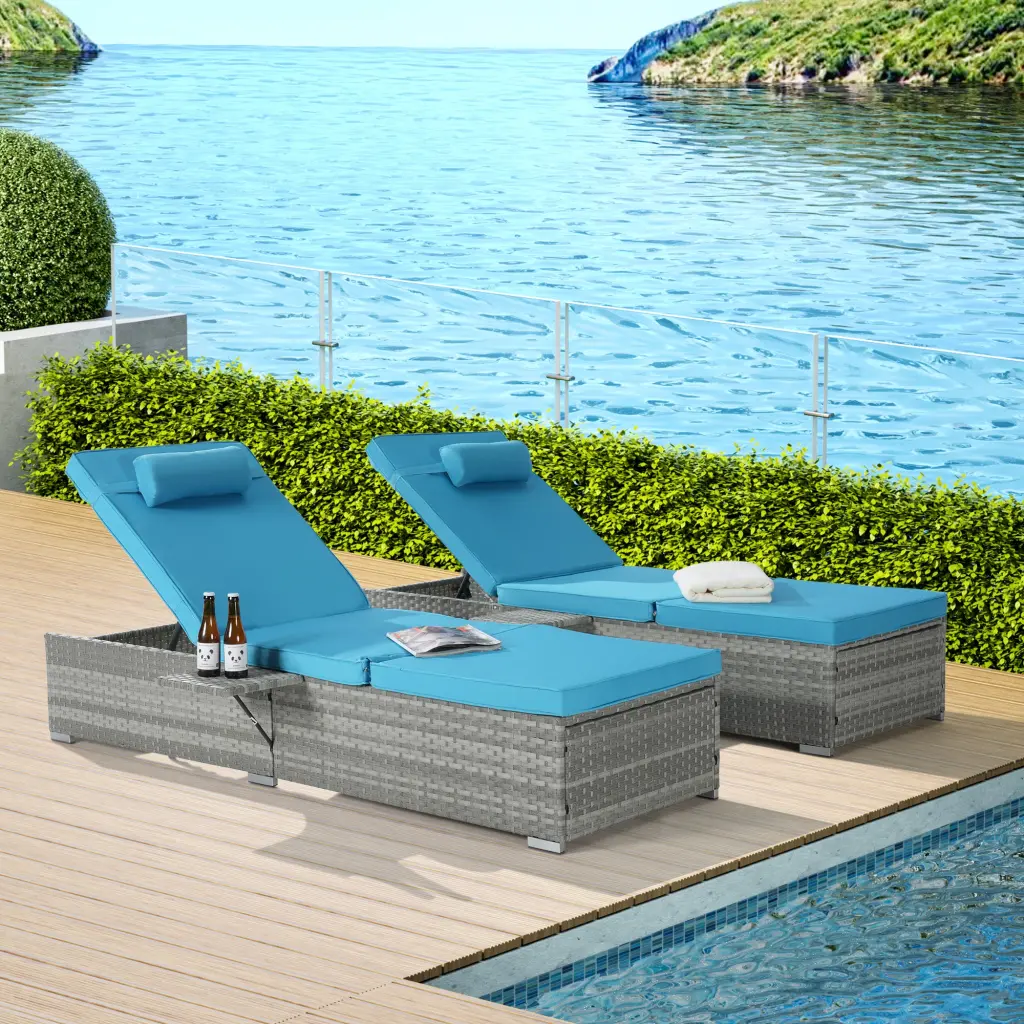 Outdoor Sofa PE Rattan Lounge Chair Gray Deck Furniture Home Decor deeray store