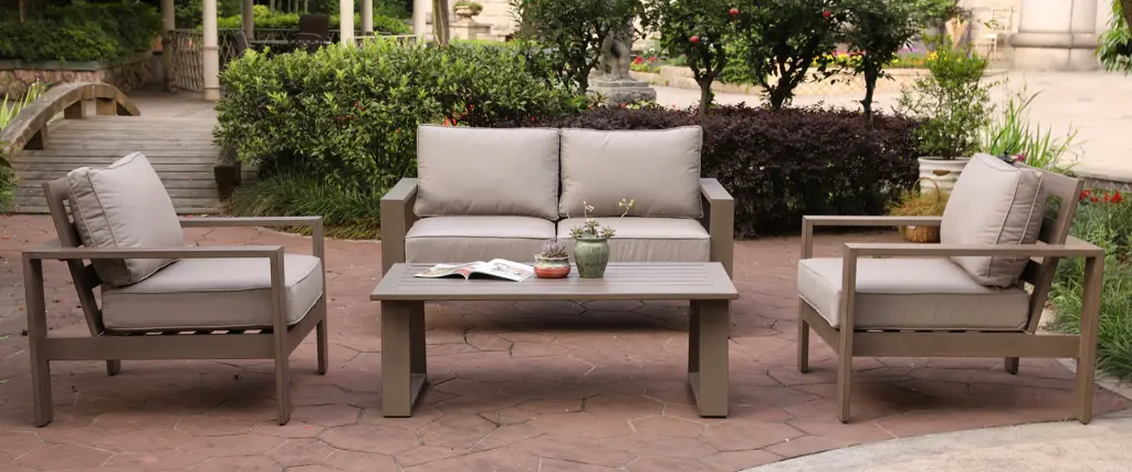 4 Piece Sofa Seating Group Cushions Timber Grained Pewter Polyester gathercraft