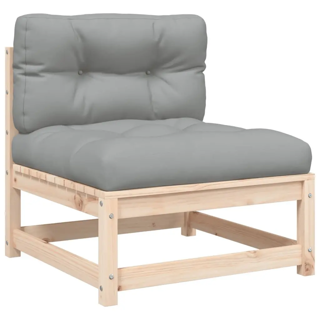Patio Sofa Armless Cushions Solid Wood Pine Outdoor Lounge Furniture